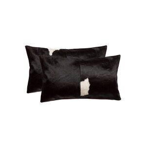 Natural Home Decor Torino Kobe Cowhide Pillow | 2-Piece | Black & white | 12"x20